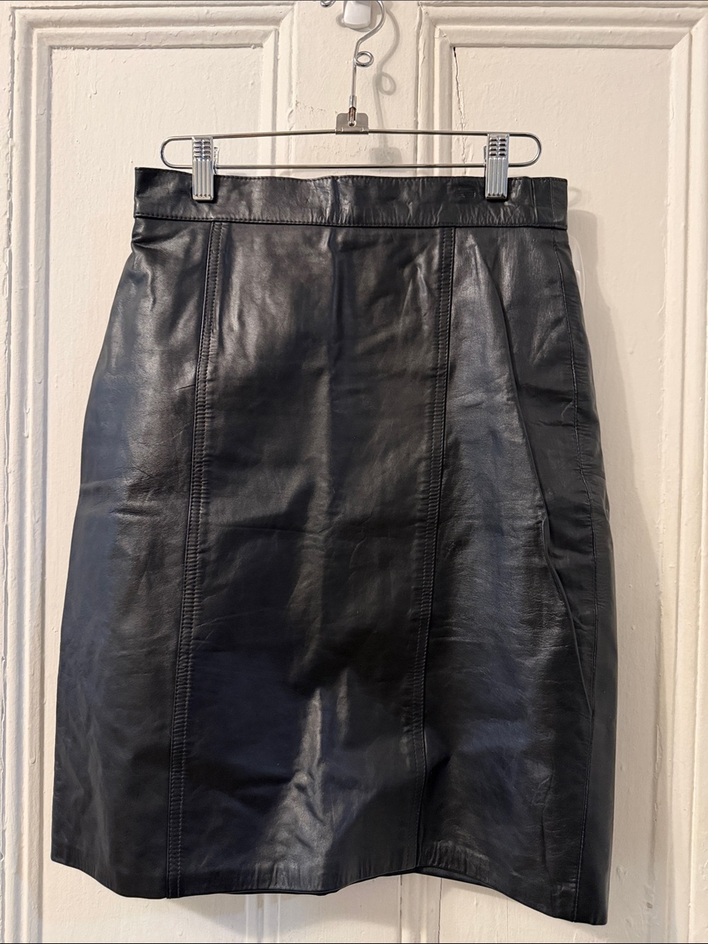 Vintage 100% Black Leather Pencil Skirt Sarah Taylor collection